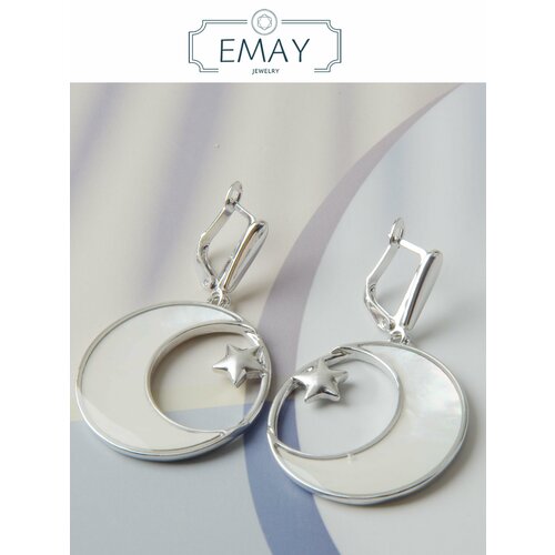 Серьги Emay, искусственный камень, перламутр, серебряный