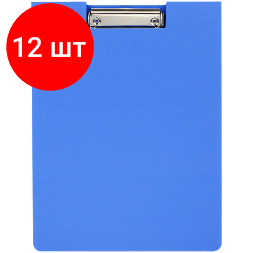 Комплект 12 шт, Папка-планшет с зажимом OfficeSpace А4, 1800мкм, пластик (полифом), синий папка планшет с крышкой officespace а4 до 50 листов картон пвх с зажимом синий ппсз 68977