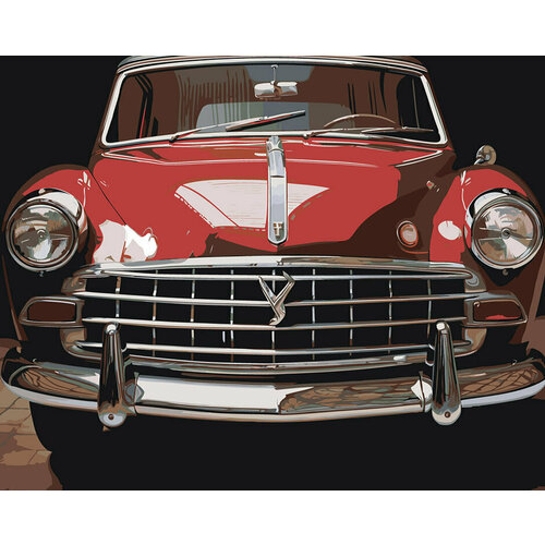 Картина по номерам на холсте Машины Ретро автомобиль 40х50 красный автомобиль на ярком фоне машины раскраска картина по номерам на холсте 40х50