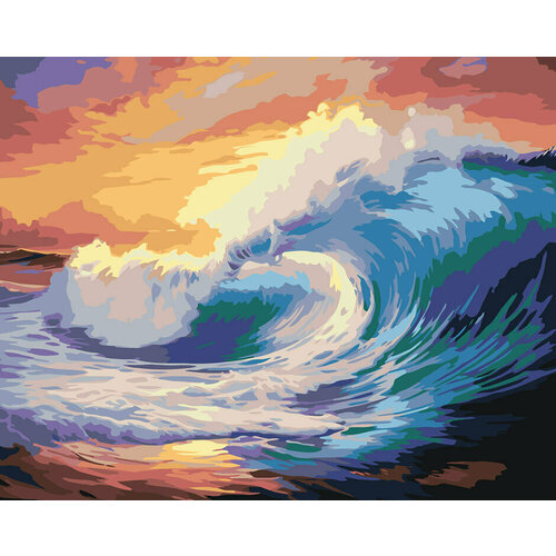 картина по номерам природа пейзаж с берегом моря на закате Картина по номерам Природа Морской пейзаж с волной на закате