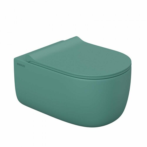 Унитаз Berges EGO XL матовый темно-зеленый Rimless 54 см, сиденье EGO XL Slim SO матовый темно-зеленый, микролифт, быстросъем