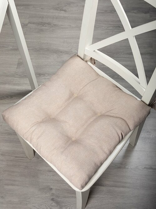 Подушка на стул /40*40 см /на завязках /ткань хлопок /для кухни, зала, гостинной, беседки/ Бьянка / Altali