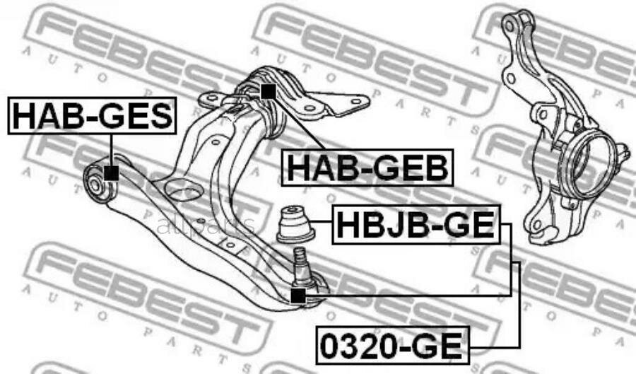 FEBEST HAB-GEB сайленблок задний переднего рычага без кронштейна (HONDA JAZZ/FIT GE# 2009-) FEBEST