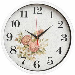 Часы настенные "Цветы", d-30 см, плавный ход (комплект из 2 шт)