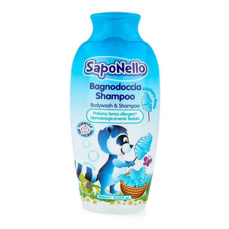 Средство для купания и мытья головы Сахарная вата 400 мл FELCE AZZURRA SapoNello Cotton Candy Bodywash & Shampoo 400 мл