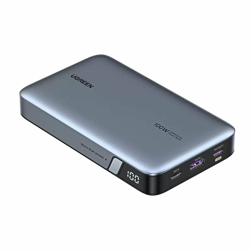 Внешний аккумулятор UGREEN PB720 (25188) PD 100W Power Bank 20000mAh. Цвет: серый серый