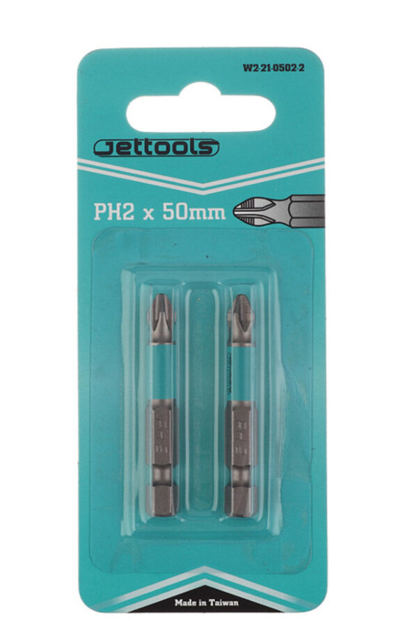 Биты PH2 50 мм Jettools магнитные для шуруповеров для больших нагрузок, 2 штуки — фото 1