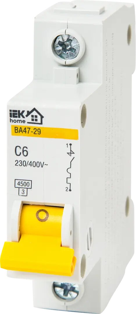 Автоматический выключатель IEK Home ВА47 29 1P C6 А 4 5 кА