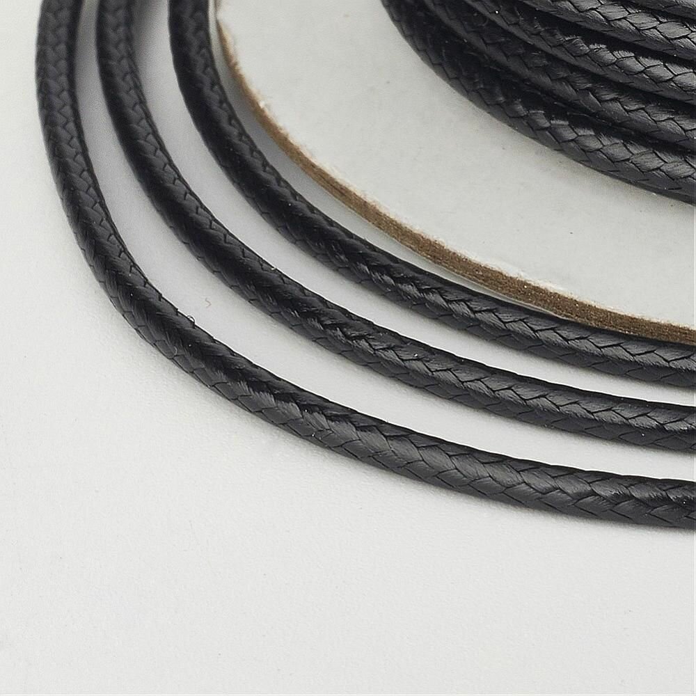 Шнур вощеный, намотка 15 метров, черный, d 1 мм, для рукоделия, плетения