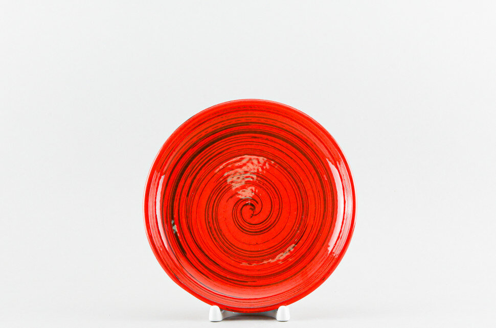 Тарелка плоская 18 см Борисовская керамика Оранжевая полоска