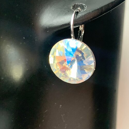 фото Серьги пусеты , кристаллы swarovski, размер 14 мм, бесцветный my lollipop