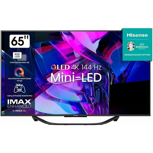 65 Телевизор Hisense 65U7KQ MiniLED 4K Ultra HD черный смарт ТВ VIDAA 16248700₽
