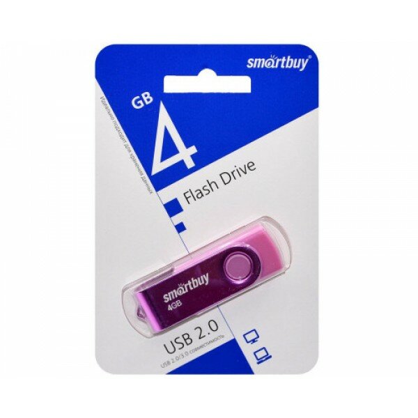 Флеш-накопитель USB 20 Smartbuy 4GB Twist (SB004GB2TWP) розовый