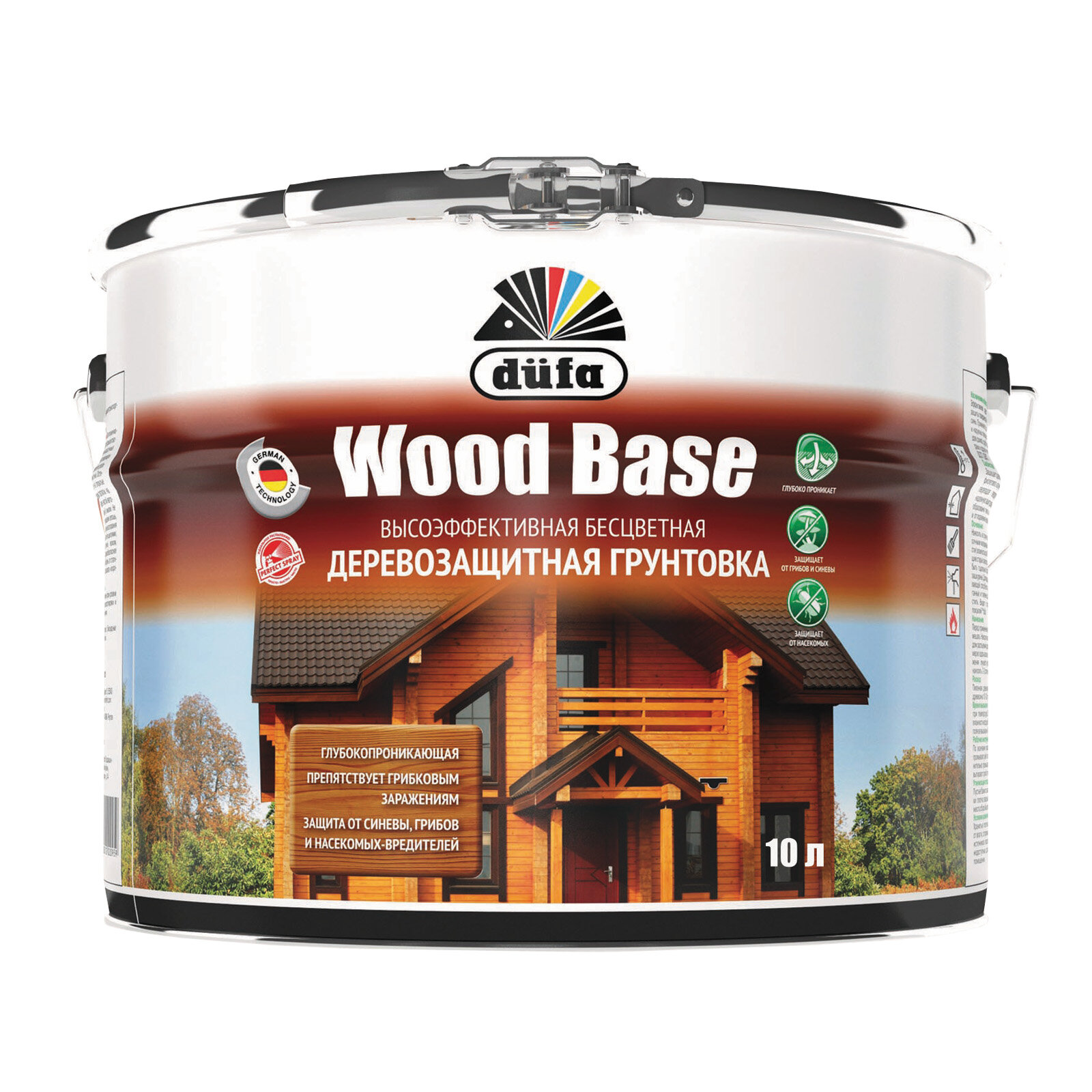 Грунт для защиты древесины Dufa Wood Base с биоцидом бесцветная 10 л.