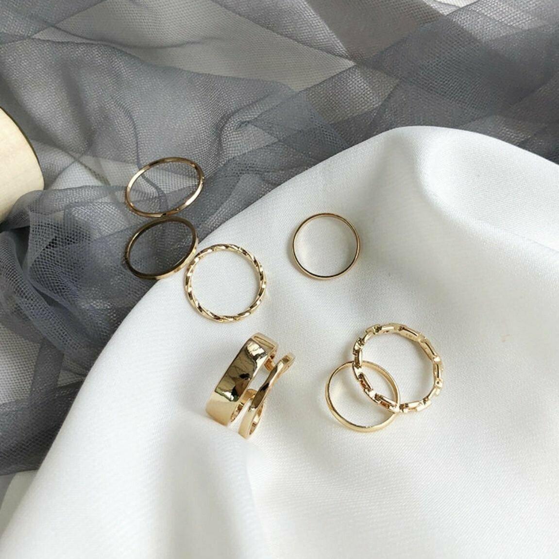 Набор колец, безразмерное, золото — фото 1