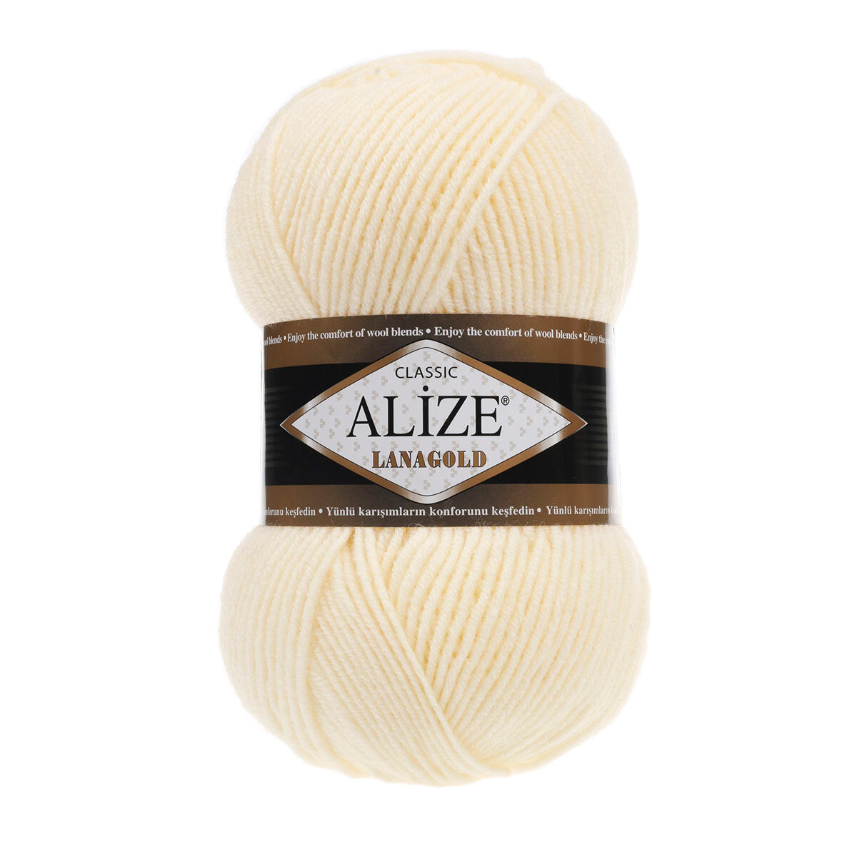 Пряжа для вязания ALIZE 'Lanagold', 100г, 240м (49% шерсть, 51% акрил) (01 кремовый), 5 мотков