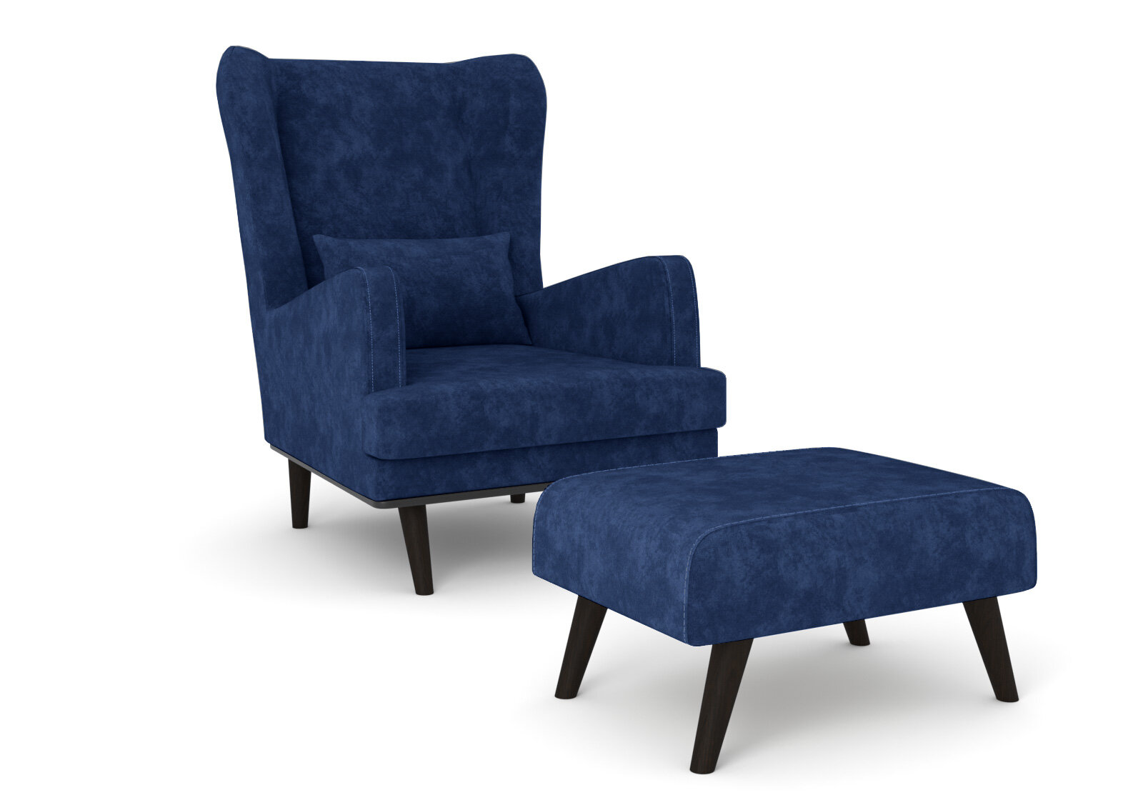 Комплект кресло и пуф Оскар Crash royal blue 21