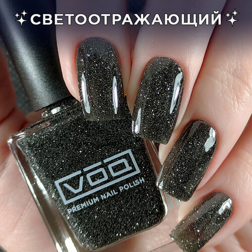 Лак Для Ногтей Лечебный Укрепляющий Светоотражающий Черный VOQ Black Nights