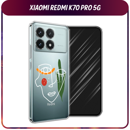 Силиконовый чехол на Xiaomi Redmi K70 Pro 5G/K70 5G / Сяоми Редми K70 Про 5G/K70 5G Минималистичный принт белый, прозрачный