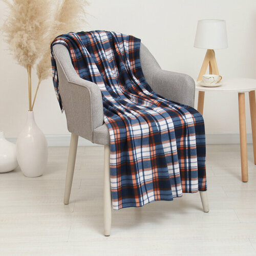 Плед Клетка 100х150см коричневый флис 150гм пэ100 790₽