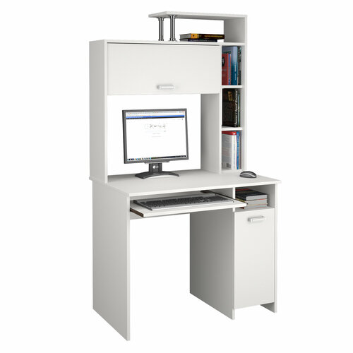Стол компьютерный Антураж КС-25 с надстройкой 168,5х90х60, цвет: белый