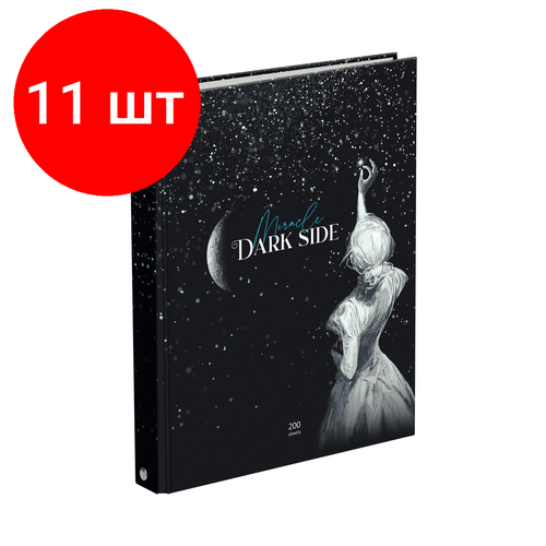 Комплект 11 шт, Тетрадь на кольцах А5, 200л, BG Dark miracle, 4 цвет. блок, глянцевая ламинация