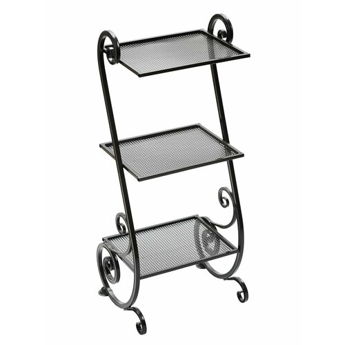 Этажерка напольная кованая , металлическая, открытая для гостиной, комнаты, прихожей, ванной, кухни, стеллаж с полками, обуви, цветов, черная