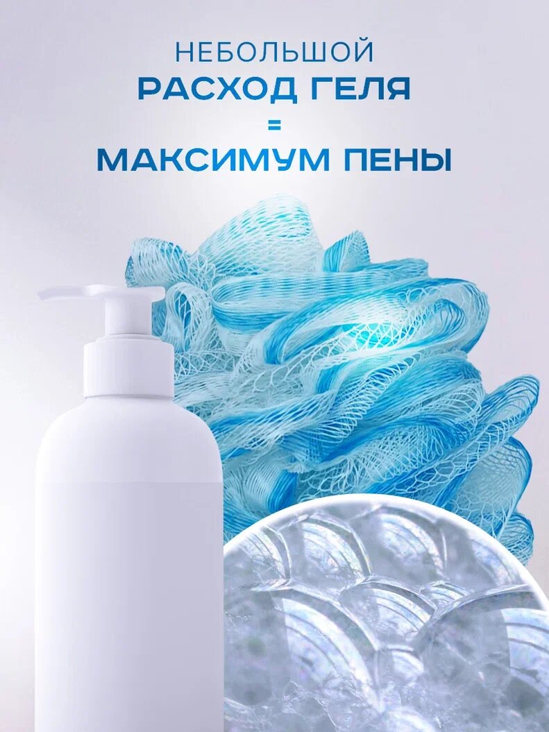 Мочалка для тела PRO CLEANLY, губка для душа ванной и бани, форма шар, мягкая, нейлон — фото 1