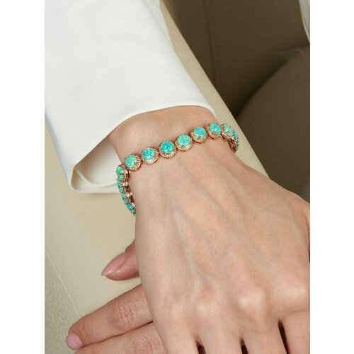 фото Браслет, опал, размер 18 см, зеленый, золотой bijuton