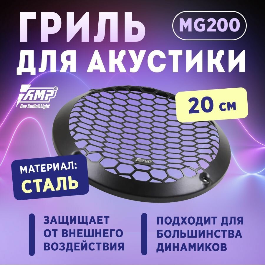 Гриль для акустики AMP MG200 (2 ШТ) стальной 20см