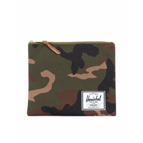 фото Сумка клатч herschel, фактура тиснение, зеленый, коричневый