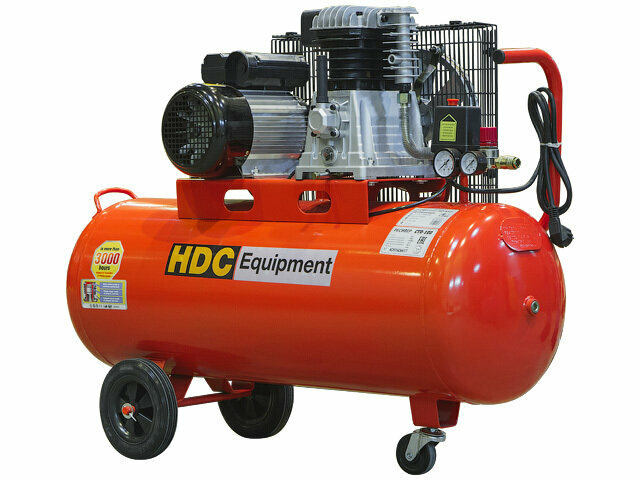 Компрессор воздушный масляный HDC HD-A101 (396 л/мин, 10 атм, ременной, ресив. 100 л, 220 В, 2.20 кВт)