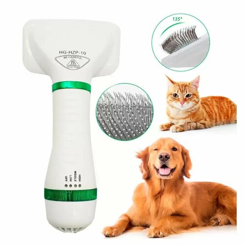 Фурминатор-фен. Фен-расческа для домашних животных Pet Grooming Dryer. Сушилка для кошек и собак pet dryer dog grooming comb adjust temprature noise pet cat hair dryer gooming comb animal grooming dryer cat hair dryer