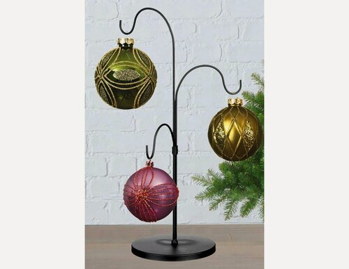 Изображение товара Подставка для трех ёлочных игрушек и сувениров паттэ, металл, чёрная, 46 см, Edelman 1149112