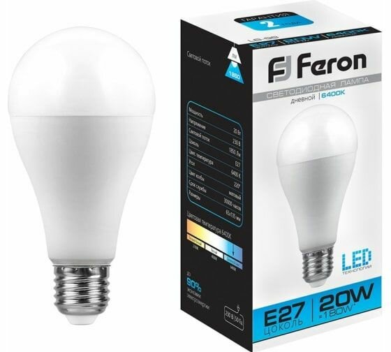 Светодиодная лампа FERON 20W 230V E27 6400K, LB-98 25789