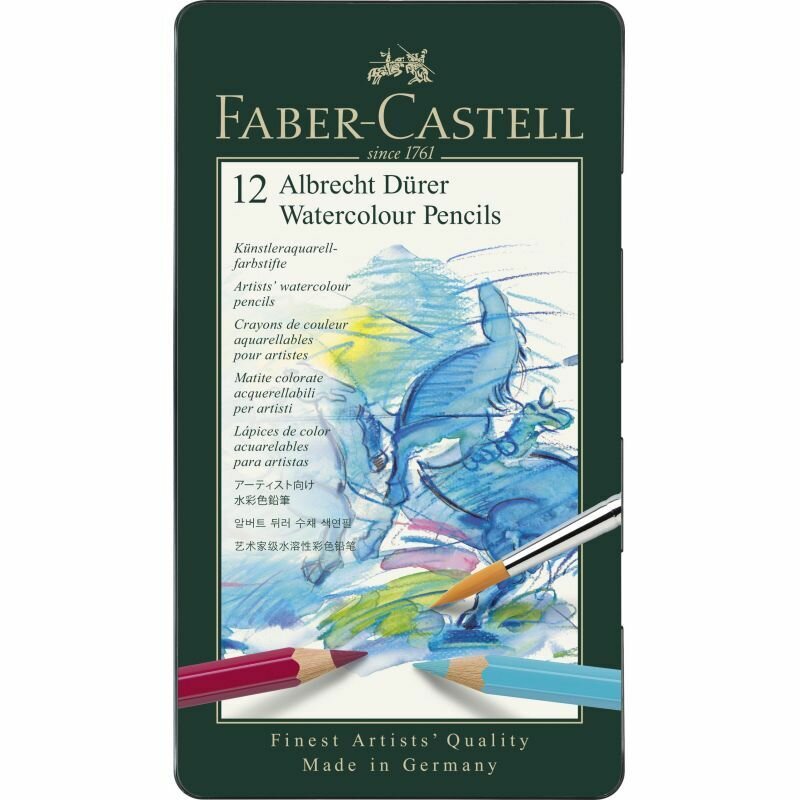 Карандаши акварельные Faber-Castell Albrecht D?rer набор цветов в металлической коробке 12 шт. - фото №20