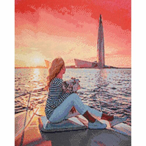 Алмазная мозаика Закат с видом на Лахта Центр 40х50 см, Cristyle