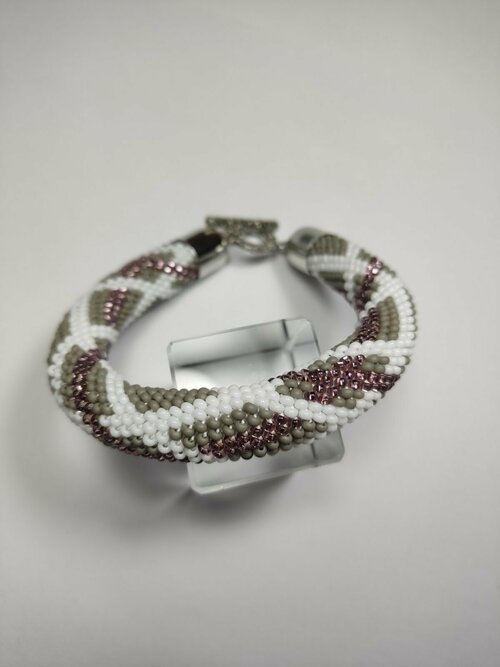 Плетеный браслет, 1 шт., размер 20 см, розовый, белый