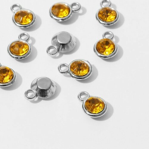 Концевик-подвеска Круг малый 1,3*0,9*0,8см, (набор 10шт), цвет жeлтый в серебре