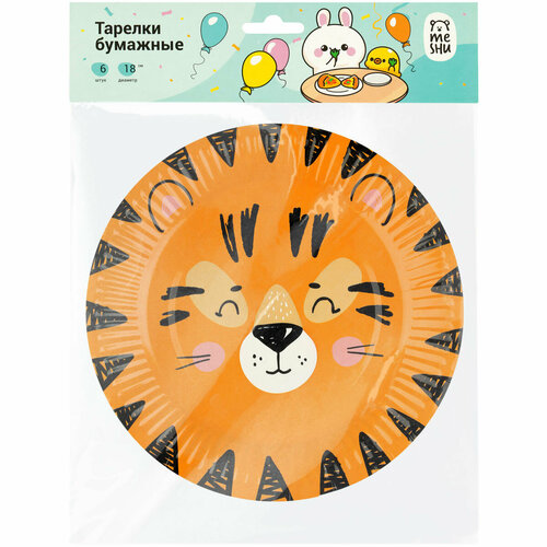 Тарелки бумажные MESHU Wild cats 18см 6шт 3 штуки 460₽