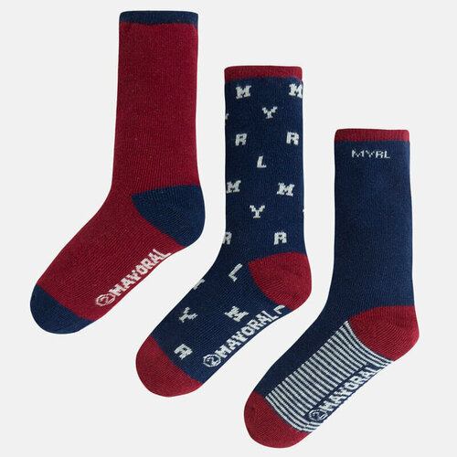 Носки Mayoral 3 пары, размер 24-26 (2 года), бордовый, синий носки mayoral 3 пары размер 24 26 синий красный