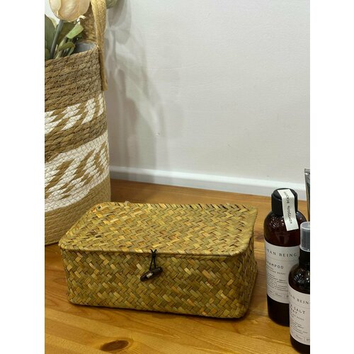 Плетенная бамбуковая корзинка с крышкой Sea Home 23x13x8