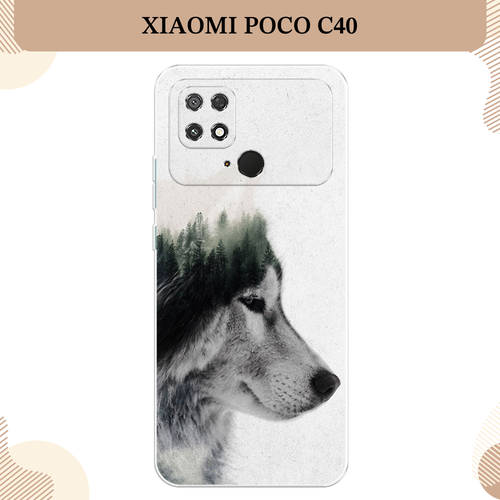 Силиконовый чехол "Волк лес" на Xiaomi Poco C40 / Сяоми Поко С40 серый, черный, белый