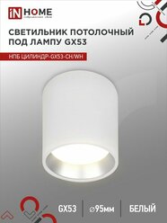 Светильник потолочный НПБ цилиндр GX53-CH/WH под лампу GX53 95х80мм белый/хром IN HOME