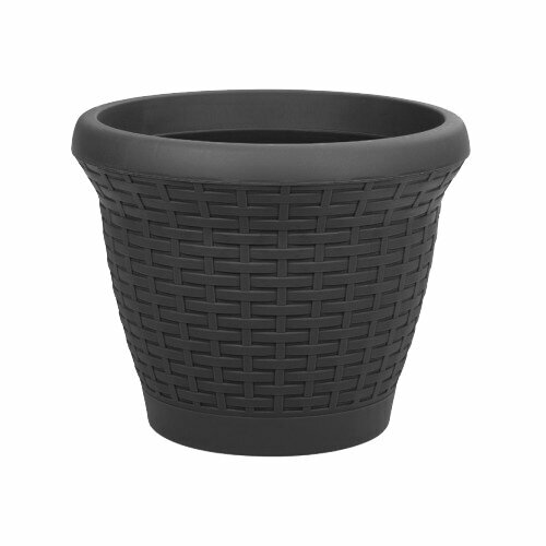 фото Горшок Плетение с поддоном, 25л, антрацит