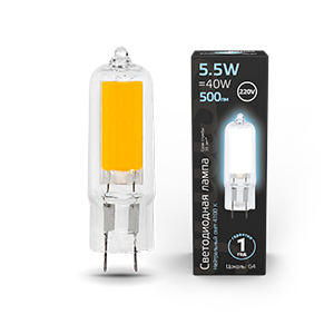 Лампа светодиод. (LED) Капсула G4 5.5Вт 500лм 4100К 230В прозр. Gauss