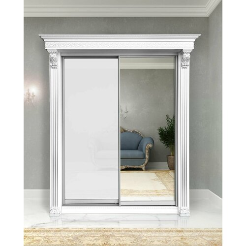 Шкаф-купе Классик 2-дверный (2030х2400х770) зеркало+стекло лакобель