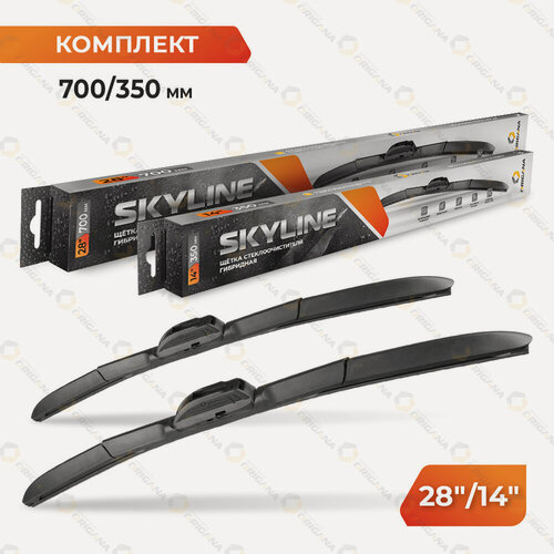 Изображение товара Комплект щеток стеклоочистителя SKYLINE "гибридные" 28" 700 мм и 14" 350 мм для большинства автомобилей (13 видов креплений) ORIGANA ORHYBWB700350