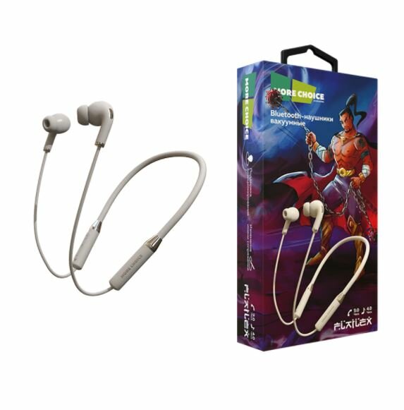 Наушники Bluetooth Smart вакуумные с шейным шнурком More choice BG31S (White) — фото 1
