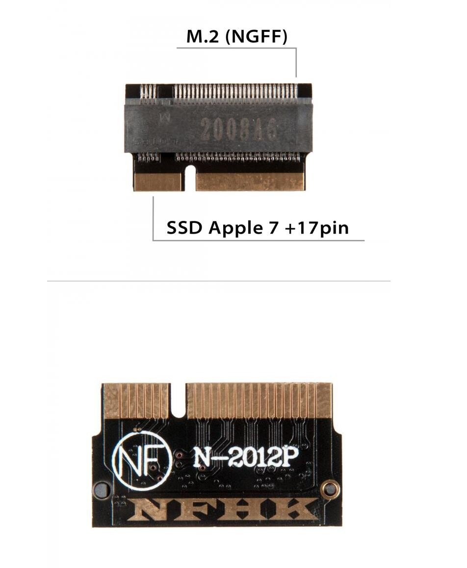 Adapter / Переходник для SSD M.2 SATA для Apple MacBook Pro / iMac Mid 2012 Late 2012 Early 2013 / NFHK N-2012P